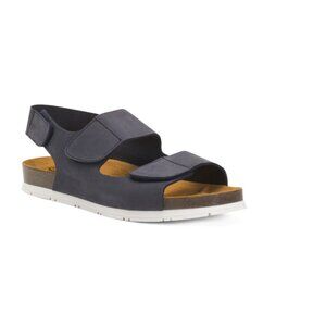PLAKTON Blue Made In Spain Nubuck Leather Genius Comfort Footbed Sandals